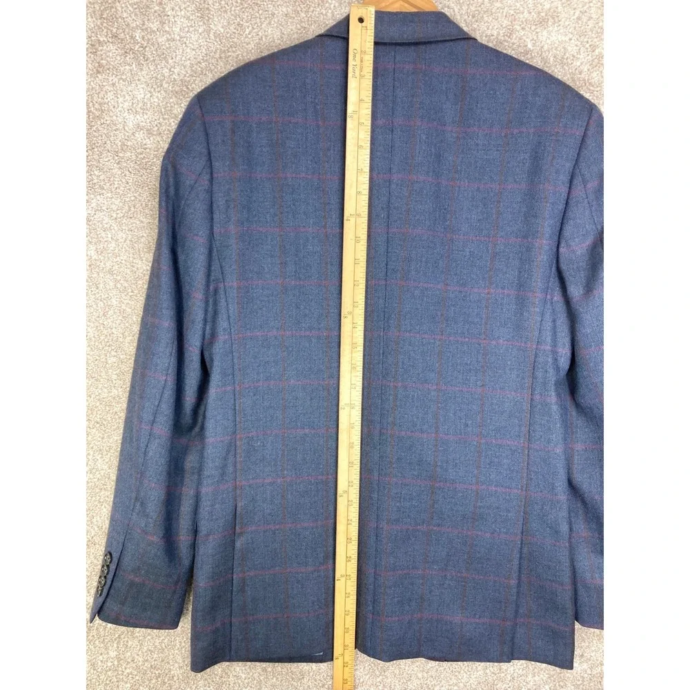 J. Crew Ludlow Wool Slim Fit Blazer Mens 38R Blue Windowpane Herringbone Jacket